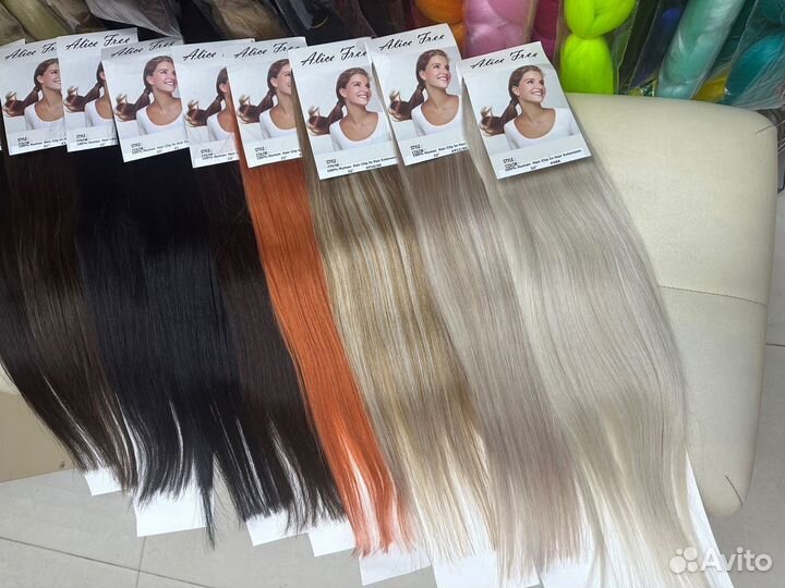 Натуральные волосы на заколках