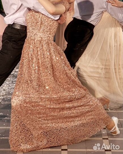 Платье вечернее золотое 42
