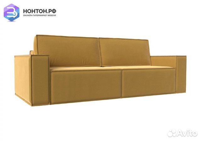 Диван еврокнижка Куба микровельвет жёлтый