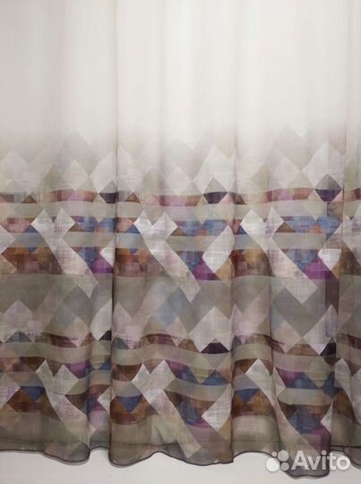 Тюль сетка с печатным рисунком и вышивкой, шторы