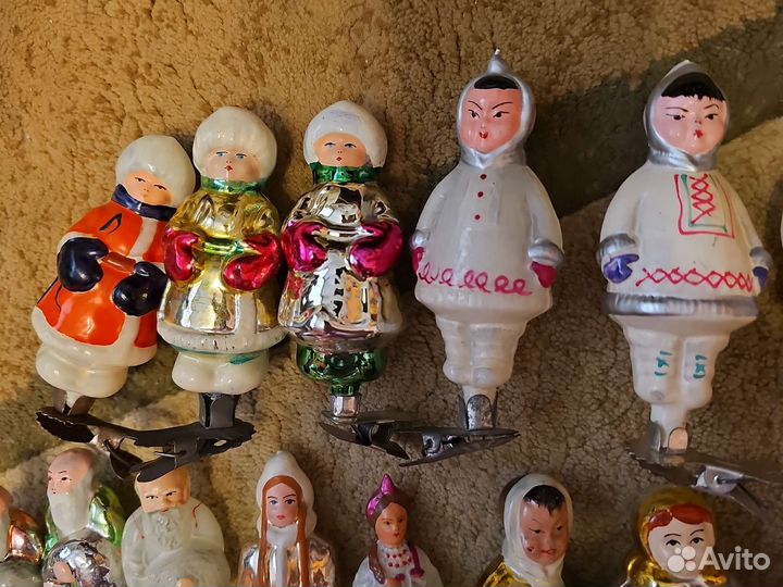 Елочные игрушки СССР на прищепке люди
