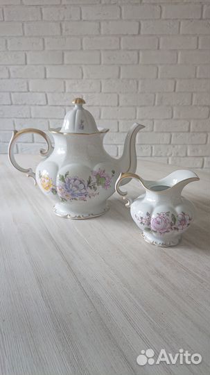 Чайник и молочник фарфор Fine China Lichte, GDR