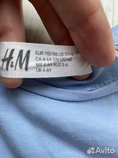 H&M голубая детская футболка Snoopy 110-116 см