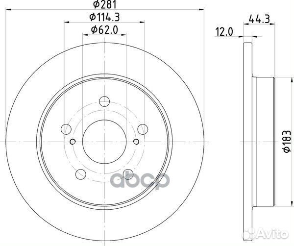 Диск тормозной задний 281x12 5 отв. с покрытием