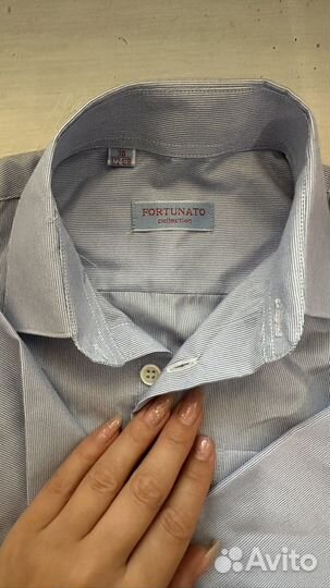 Рубашка новая школьная 122-128 голубая в полоску