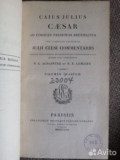 Книга на латыни. 1822 год. Гай Юлий Цезарь