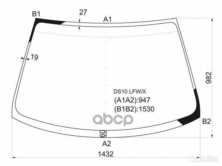 Стекло лобовое toyota gaia 98-04 DS10 LFW/X XYG