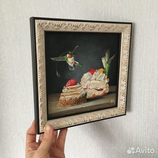 Картина маслом с птичкой