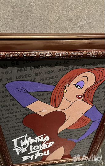 Большая картина в раме поп арт граффити на холсте