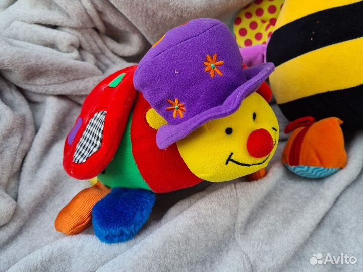 Развивающие мягкие игрушки пчела и божья коровка