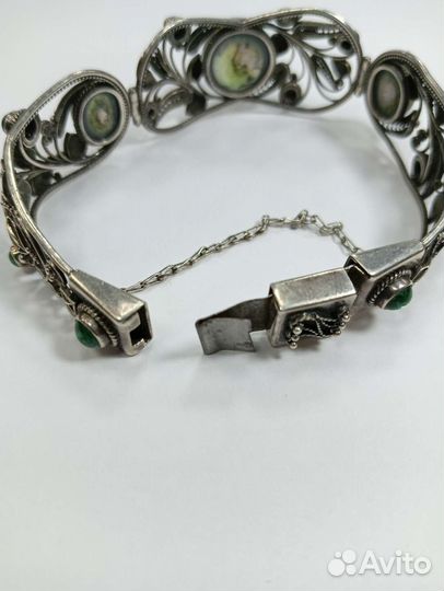 Дореволюционное серебро. Комплект с малахитом