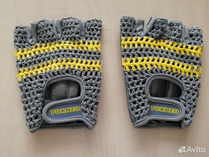 Перчатки для фитнеса (серые с желтым рисунком)