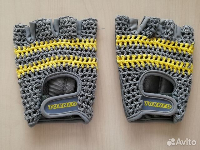 Перчатки для фитнеса (серые с желтым рисунком)