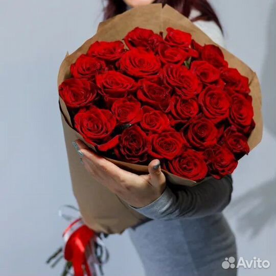 Розы 25 штук 70 см бесплатно доставим