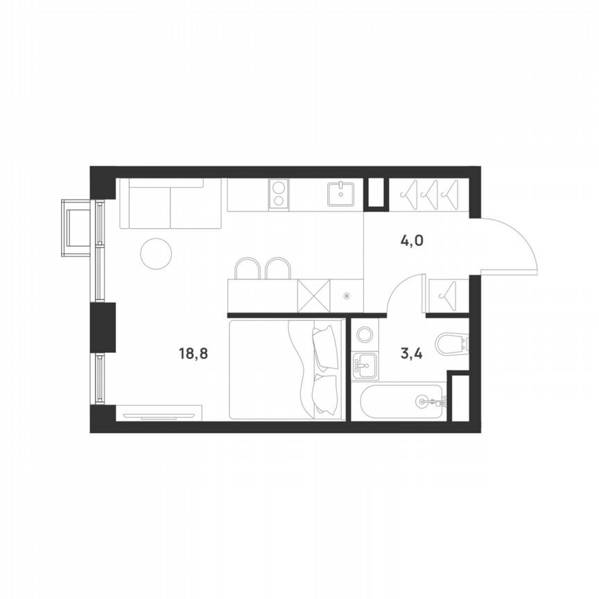 Квартира-студия, 26,2 м², 15/17 эт.
