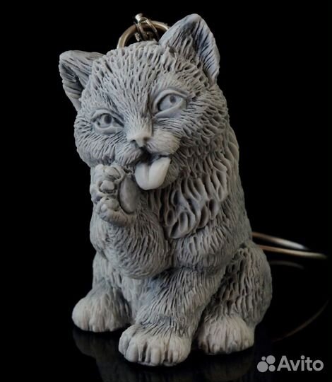 Брелок для ключей Котенок литьевой мрамор