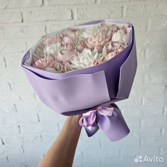 Зефирные цветы ручной работы