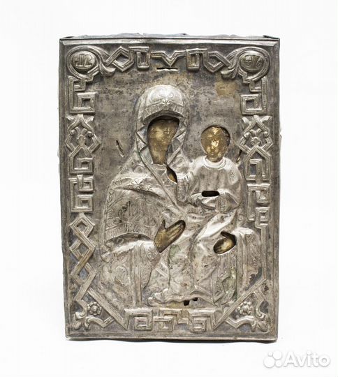 Икона Богородица,оклад серебро 98 гр, б/клейма, че