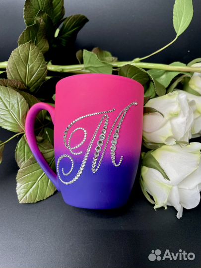 Кружка со стразами. Инкрустация