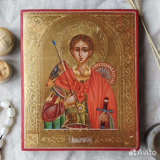 Икона Святой Дмитрий Солунский рукописная