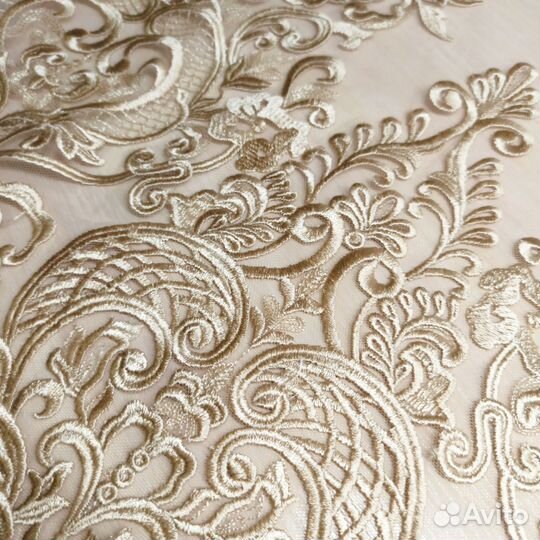 Ткань кружево вышивка на сетке