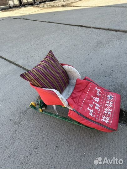 Детские санки с колесами почти новый