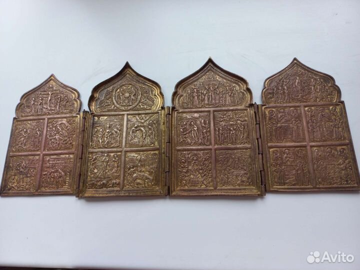 Старинный складень медный. 19 век