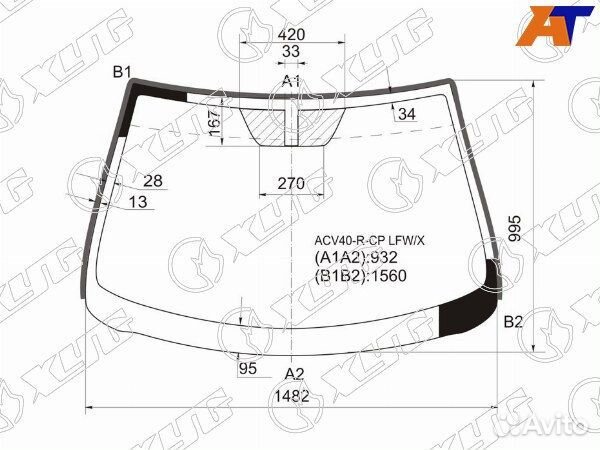 Стекло лобовое toyota aurion
