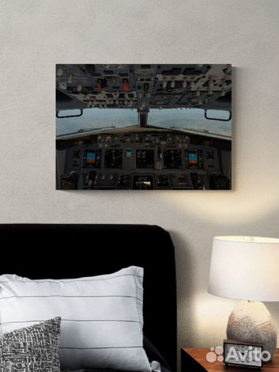 Картина кабинапассажирского самолета 70х50