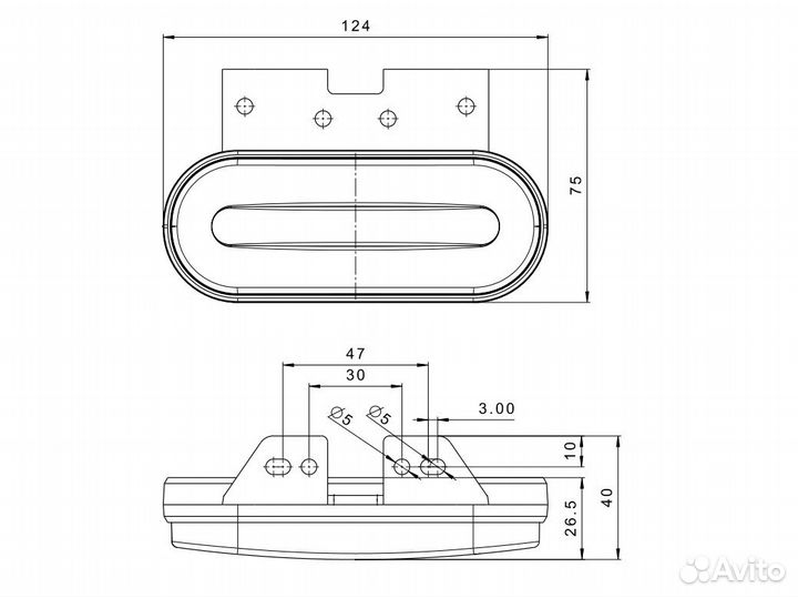 Фонарь габаритный прицепа FT-070 LED с кронштейном