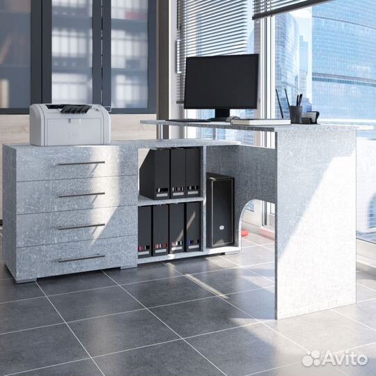 Стол письменный Алькор в цвете Бетон