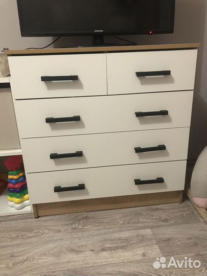 Комод на 5 ящиков Дуб вотан/Белый