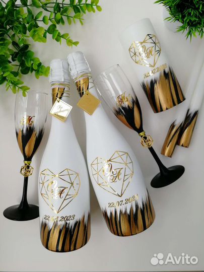 Свадебные бокалы ручной работы