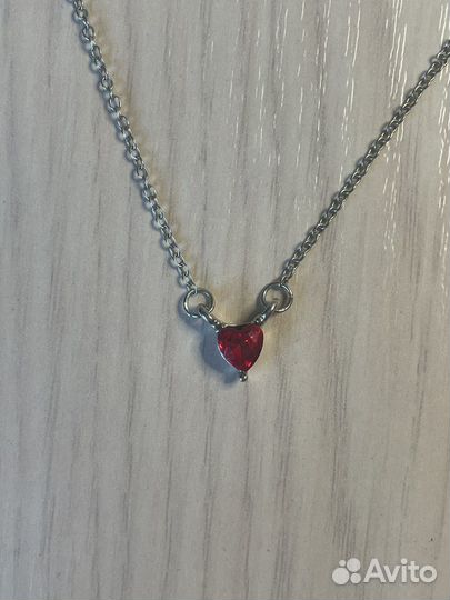 Кулон с красным сердечком, подвеска, сердце
