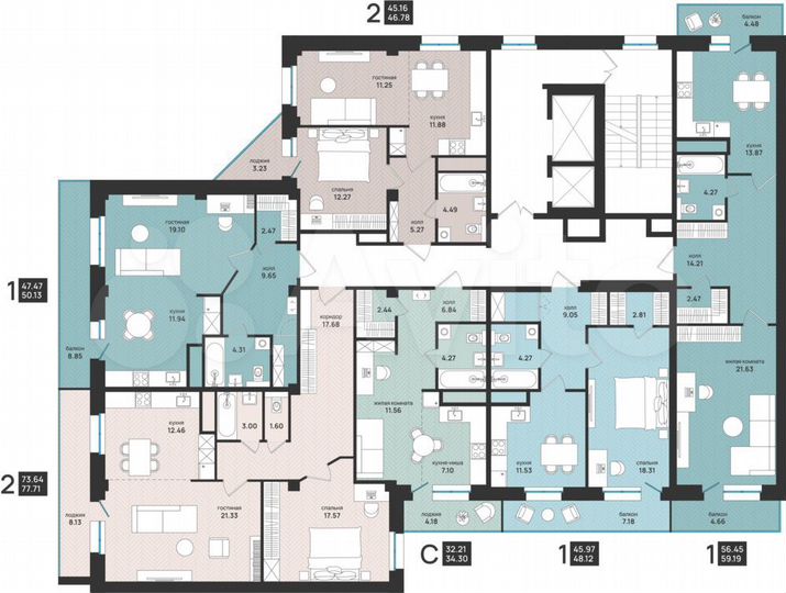 1-к. квартира, 48,1 м², 4/13 эт.