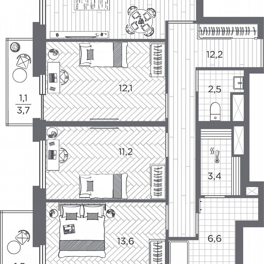 3-к. квартира, 77,7 м², 25/25 эт.