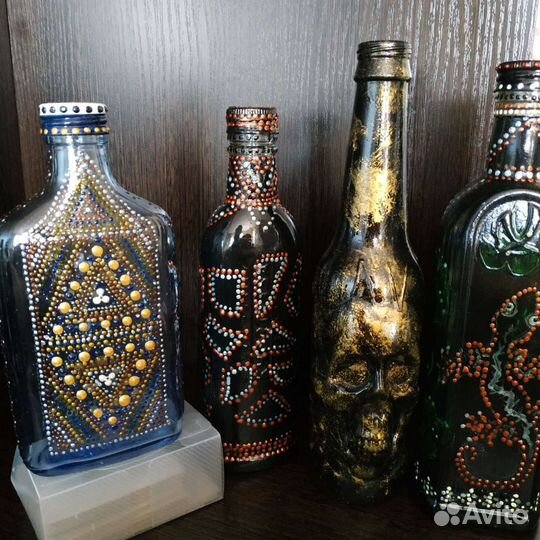 Бутылка декоративная, большие и маленькие