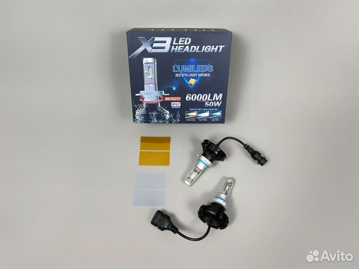 Лампы HB4 (9006) LED 6000 LM X3