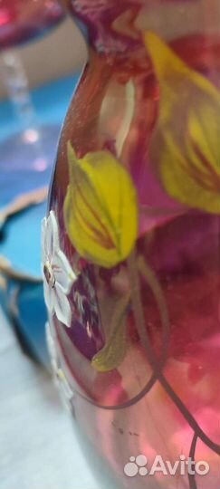 Графин с фужерами времён ссср,роспись,эмаль