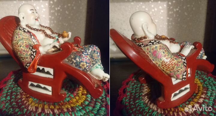 Фарфоровая статуэтка будда на кресле-качалке Китай
