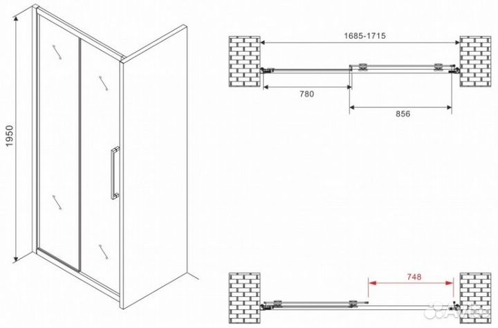 Душевая дверь Abber Schwarzer Diamant AG30170BH 17