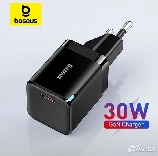 Адаптер питания Baseus 30w GaN USB-C