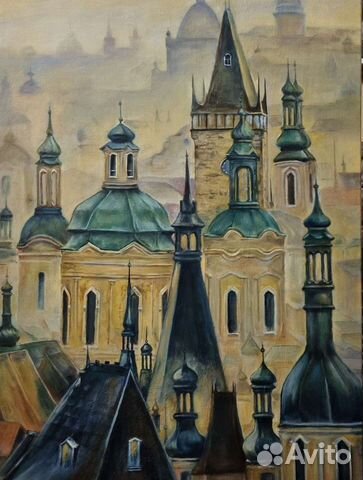 Картина маслом.Городской пейзаж. Прага