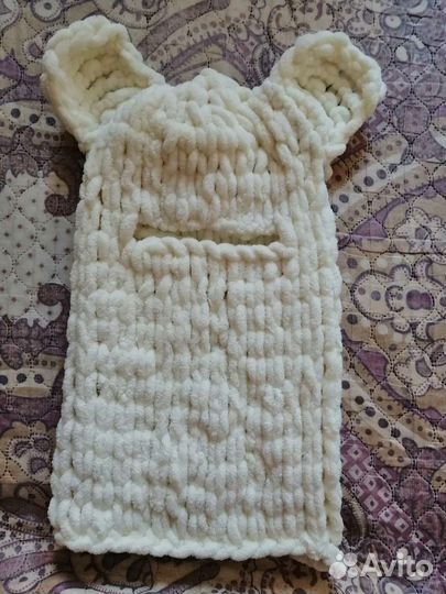 Балаклава вязаная с ушками д/девочки