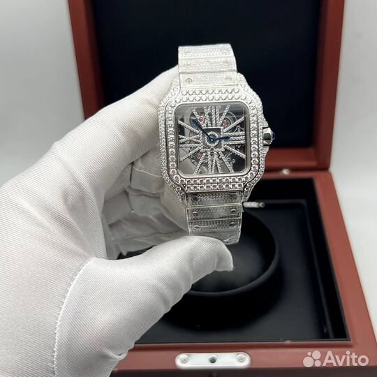 Часы Cartier Santos Swarovski Skeleton