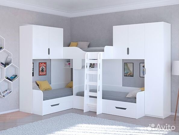 Кровать со шкафом/П и антресолями Дуб Молочный/Вен