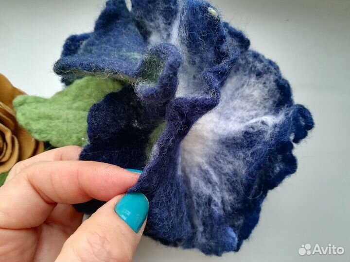 Броши валяная шерсть /кожа, шарф, повязка