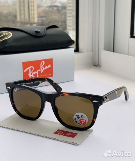 Очки ray ban wayfarer Polaroid коричневые