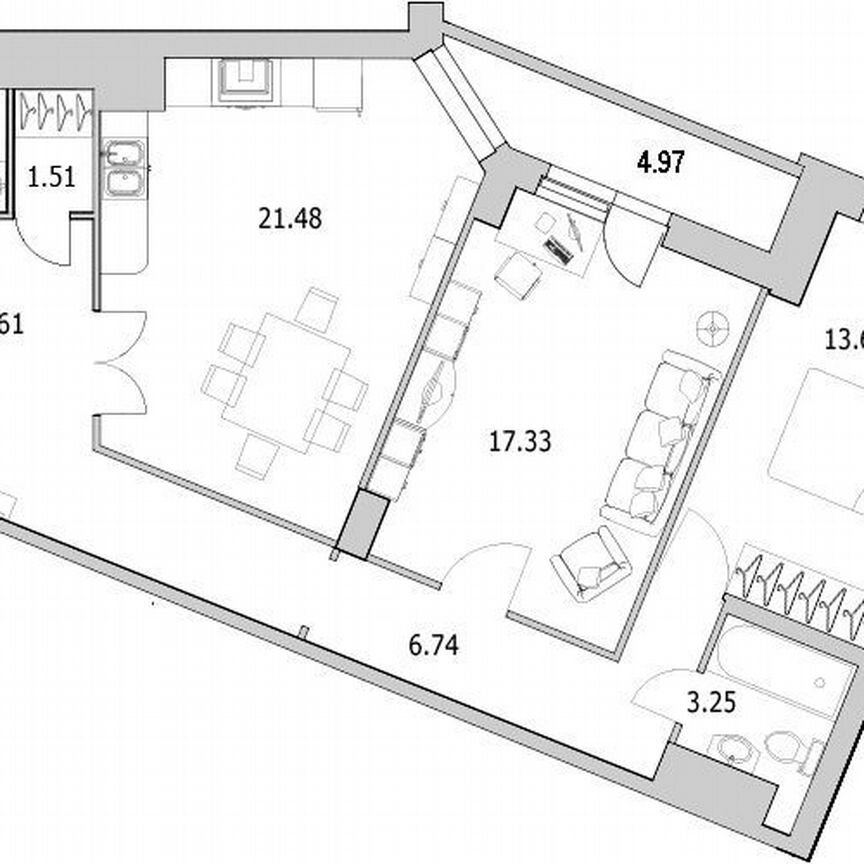 2-к. квартира, 84 м², 3/25 эт.