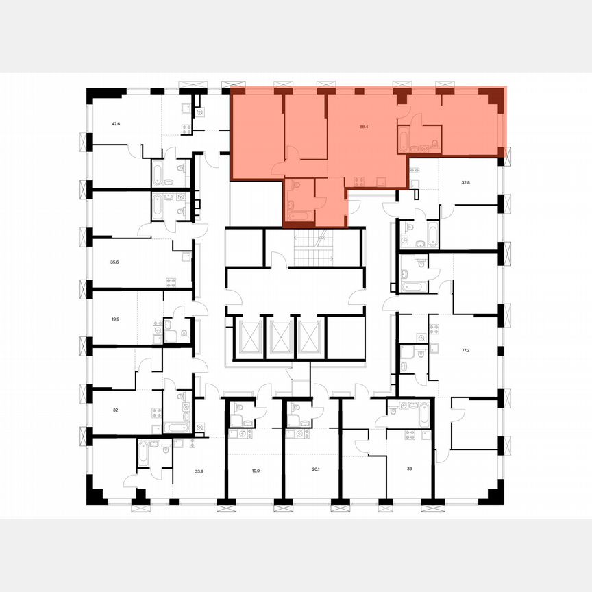 3-к. квартира, 88,4 м², 15/24 эт.